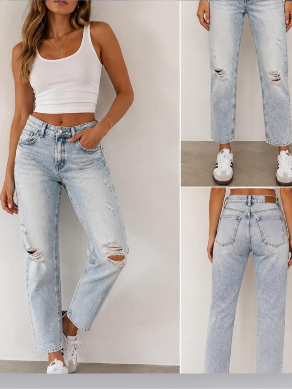 ❗️Zara The 90’s Full Length High Waist Denim Distressed Light Wash Jeans